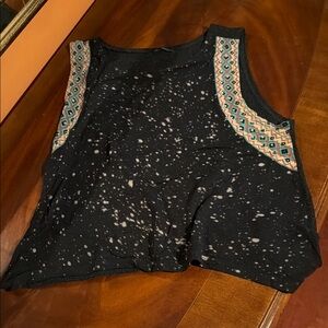 Embroidered Black Sleeveless Top